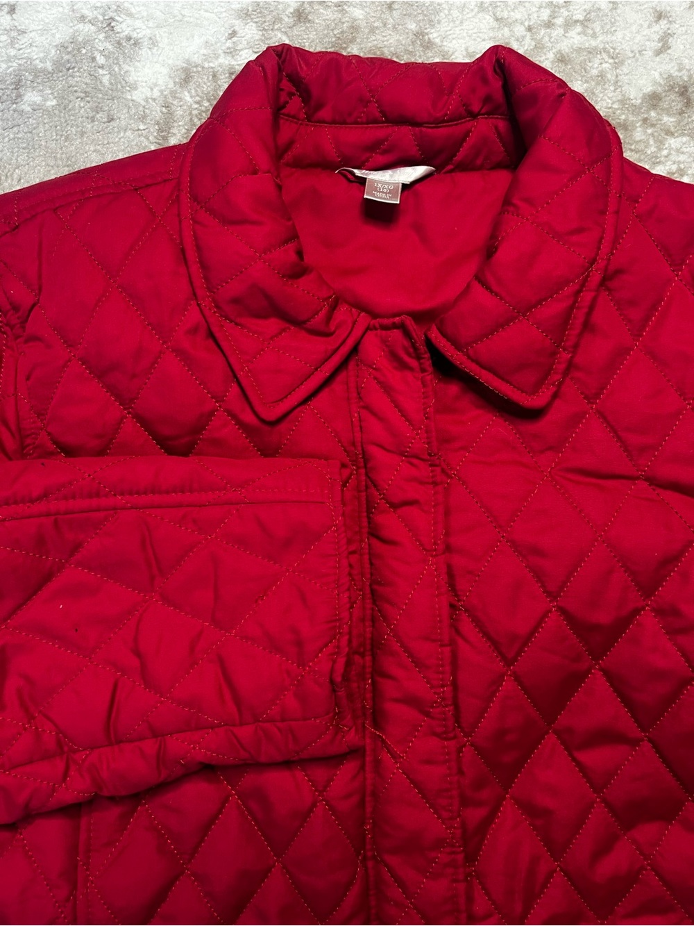 White Stag Womens 1X Diamond Quilted Barn Jacket Coat Cranberry Red Zip Snap 16